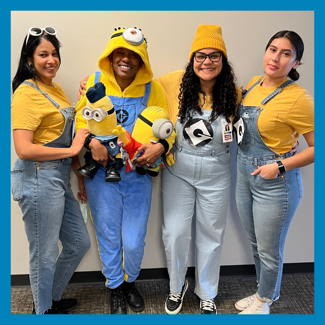 All Care staff dresses up as a minions on Halloween.